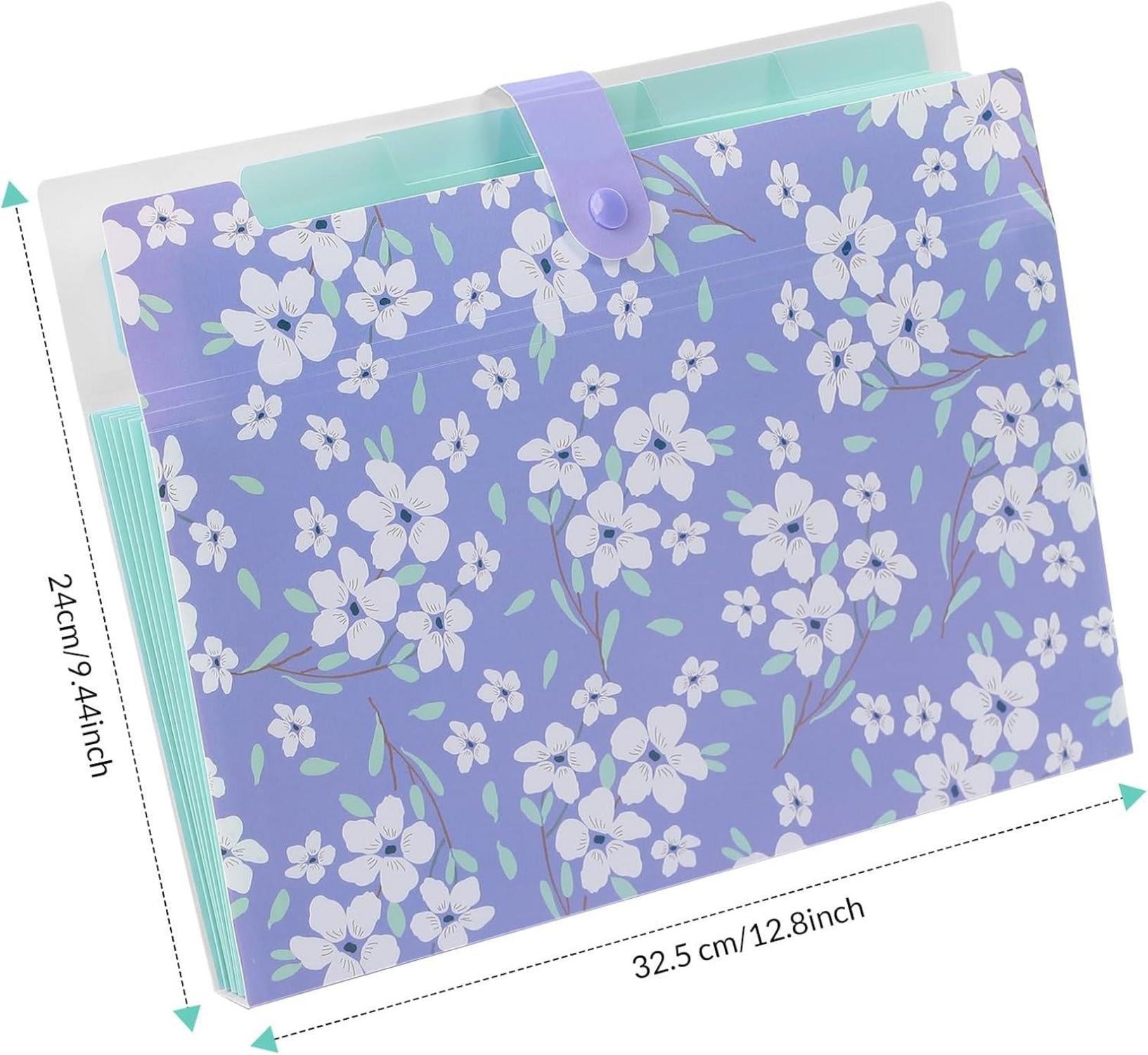 Dokumentenmappe A4 Fächermappe Organizer 6 Tasche Floral Lila