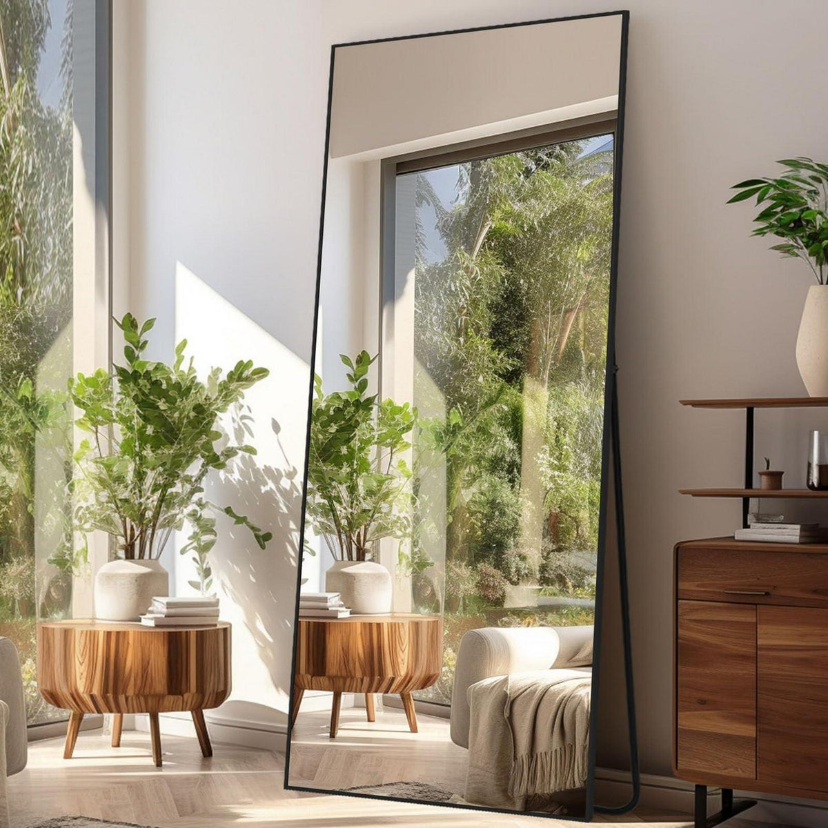 Ganzkörperspiegel 180x76cm – Stehspiegel Schwarz für Wohnzimmer & Schlafzimmer