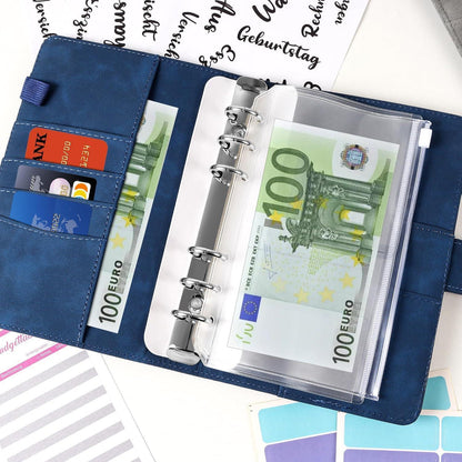 ELAKIRI A6 Budget Planner Sparbuch Deutsch Wasserfest in Lederoptik