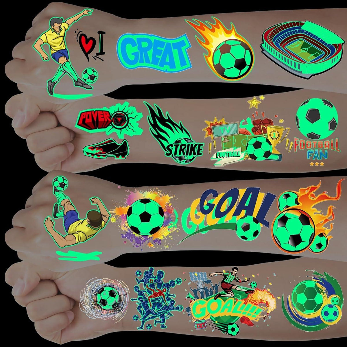 20 Tattoo Kinder Fussball Leuchtend Hautfreundlich Fußballspielzeug