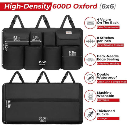 Kofferraum Organizer L-90x46 cm mit 8 Taschen, Schwarz