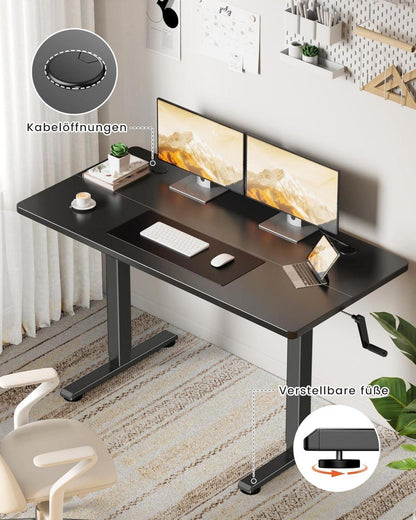 Höhenverstellbarer Schreibtisch 120x60cm Schwarz Kohlenstoffstahl-Spanplatten