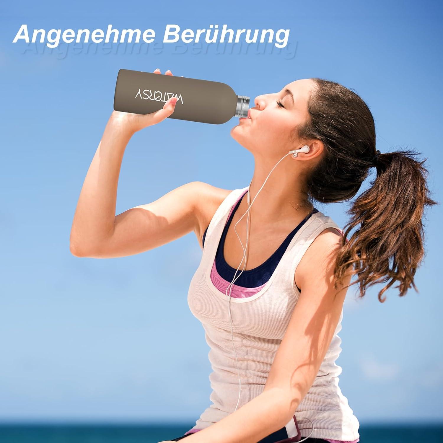 Isolierte Edelstahl Trinkflasche 500ml Thermoskanne Braun Thermo Kalt