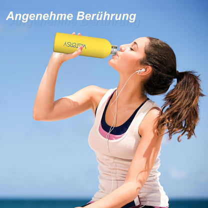 Isolierte Edelstahl Trinkflasche Thermo 500ml Gelb Auslaufsicher