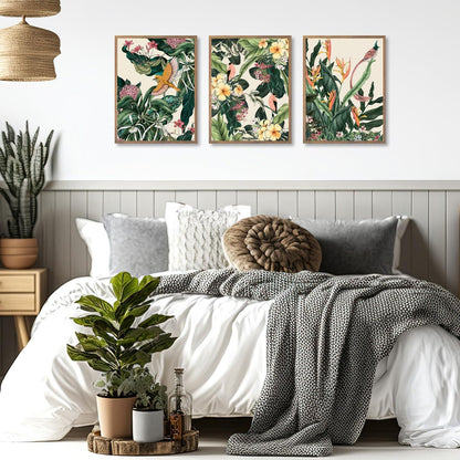Blume Vogel Wanddekoration Poster Grüne Botanische Drucke Vintage