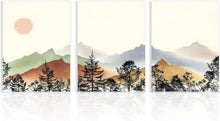 Abstrakte Berg Poster Set Wald Sonne Leinwand Wanddeko 30x40 3er Set
