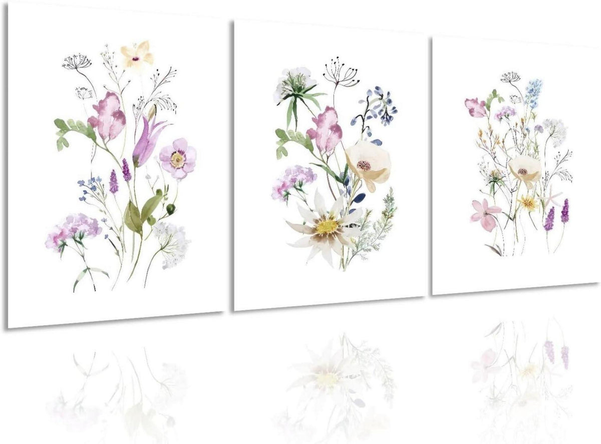 Aquarellblumen Wanddekoration Wildblumen Poster Set 12x16 3er Pack