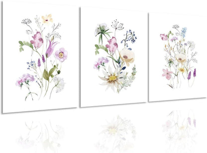 Aquarellblumen Wanddekoration Wildblumen Poster Set 12x16 3er Pack