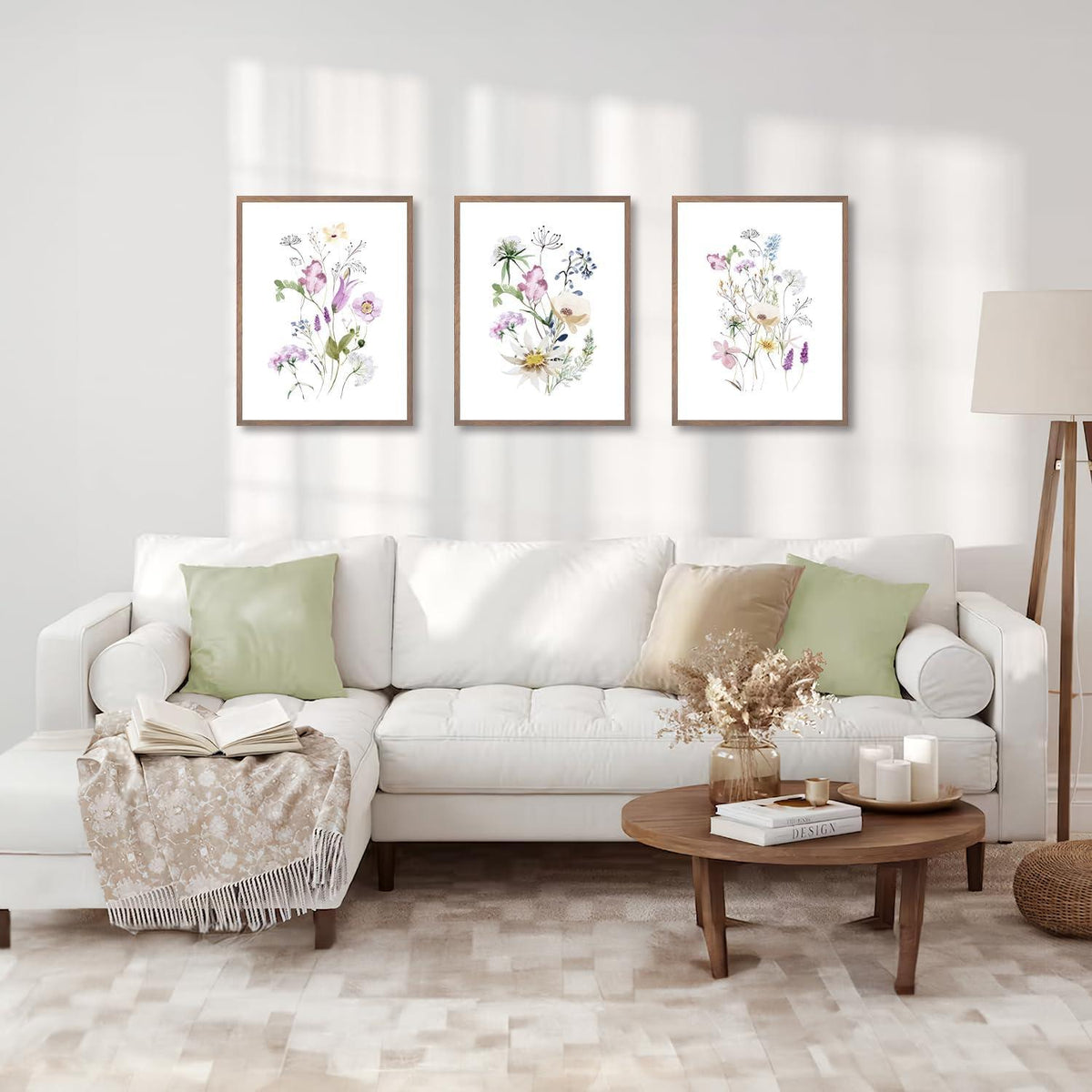 Aquarellblumen Wanddekoration Poster 3er Set Wildblumen 12x16 ungerahmt