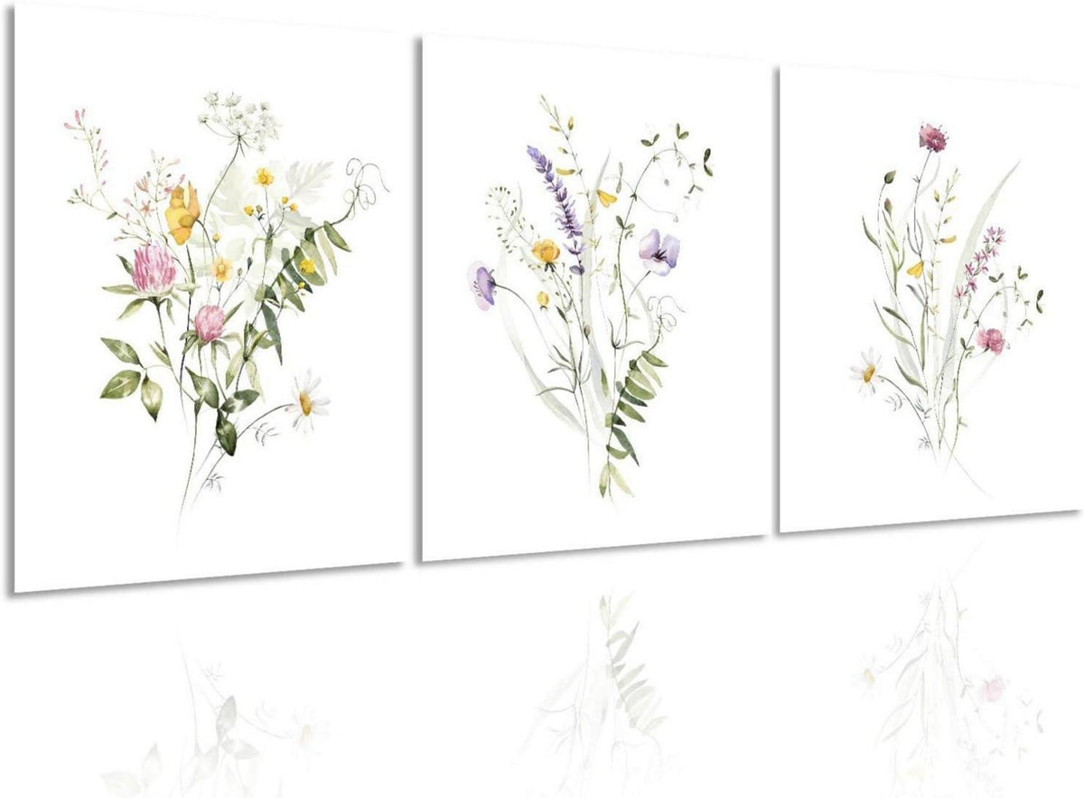 Blumen Poster Set Wildblumen Wasserfarbe Wanddekoration 12x16 3er Set