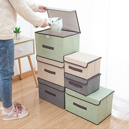 wintfarm Aufbewahrungsbox mit Deckel Stoff 8L 6er-Set 25.5x19x16cm