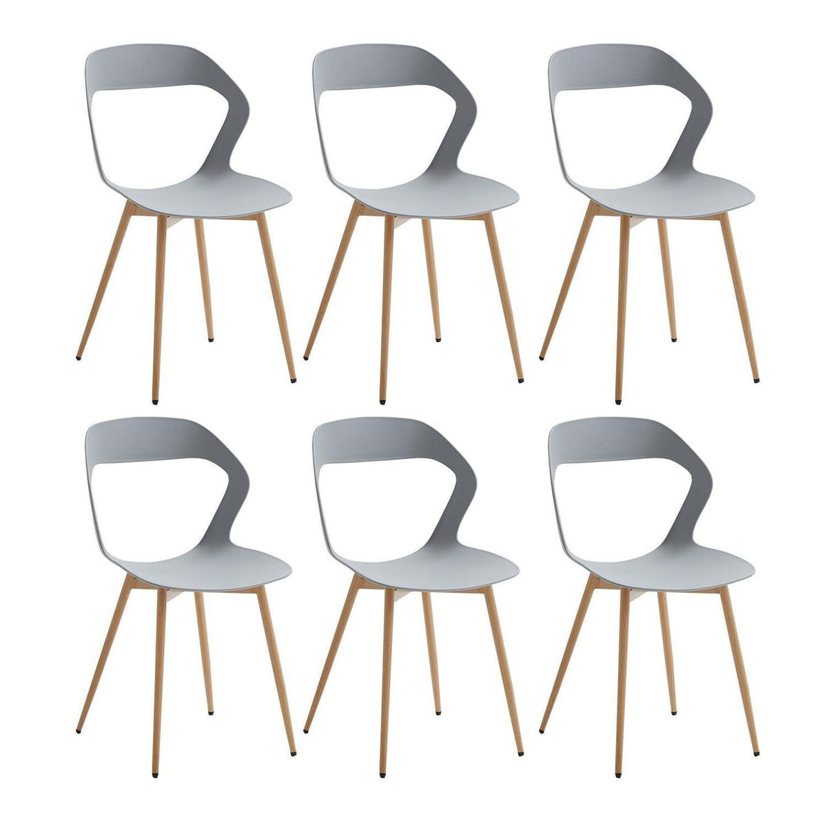 Nordischer Esszimmerstuhl Set 6er – Grau & Holzoptik