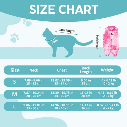 Katzenbody Erholungsanzug Recovery Leckschutz Suit M-Tiedye Rosa
