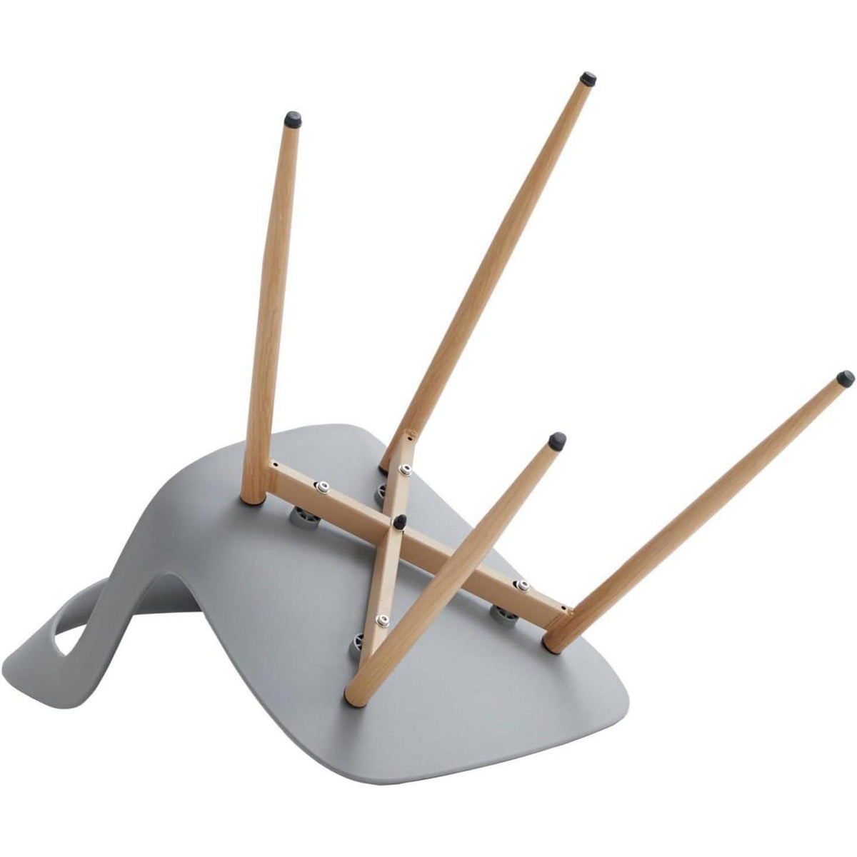 Nordischer Esszimmerstuhl Set 4er-Set Grau & Holz