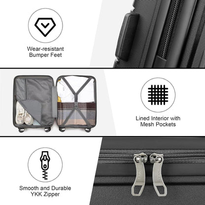 Sea Choice Reisekoffer 66cm Schwarz Trolley 4-Rollen TSA Handgepäck