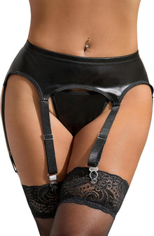Sexy PU-Leder Strapsgürtel Damen XXL Schwarz