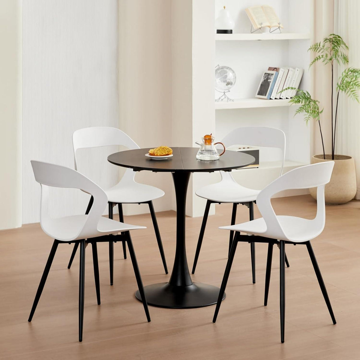 Nordischer Esszimmerstuhl Set (4er oder 6er) Weiß + Schwarz