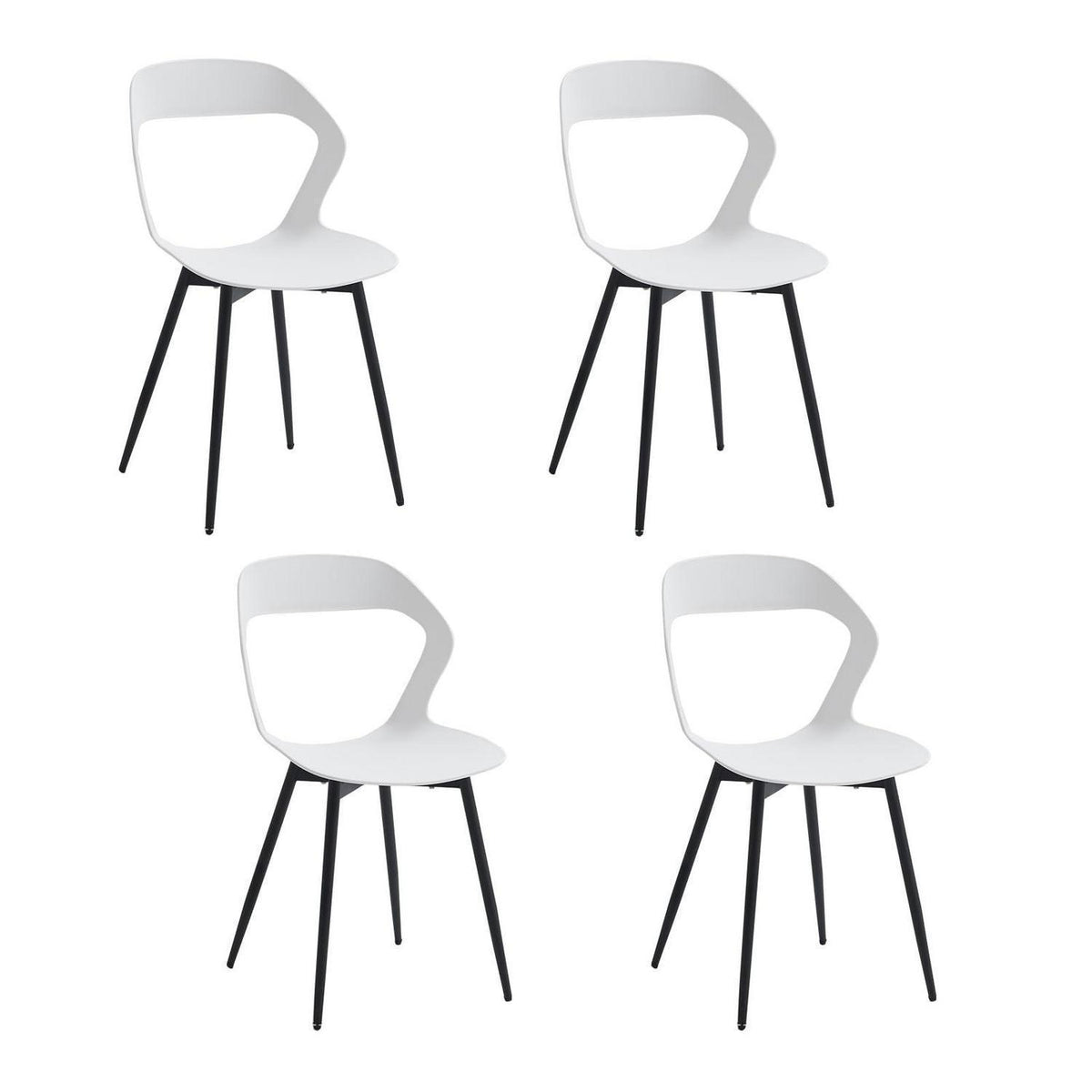 Nordischer Esszimmerstuhl Set 4er – Weiß & Schwarz, Metallbeine