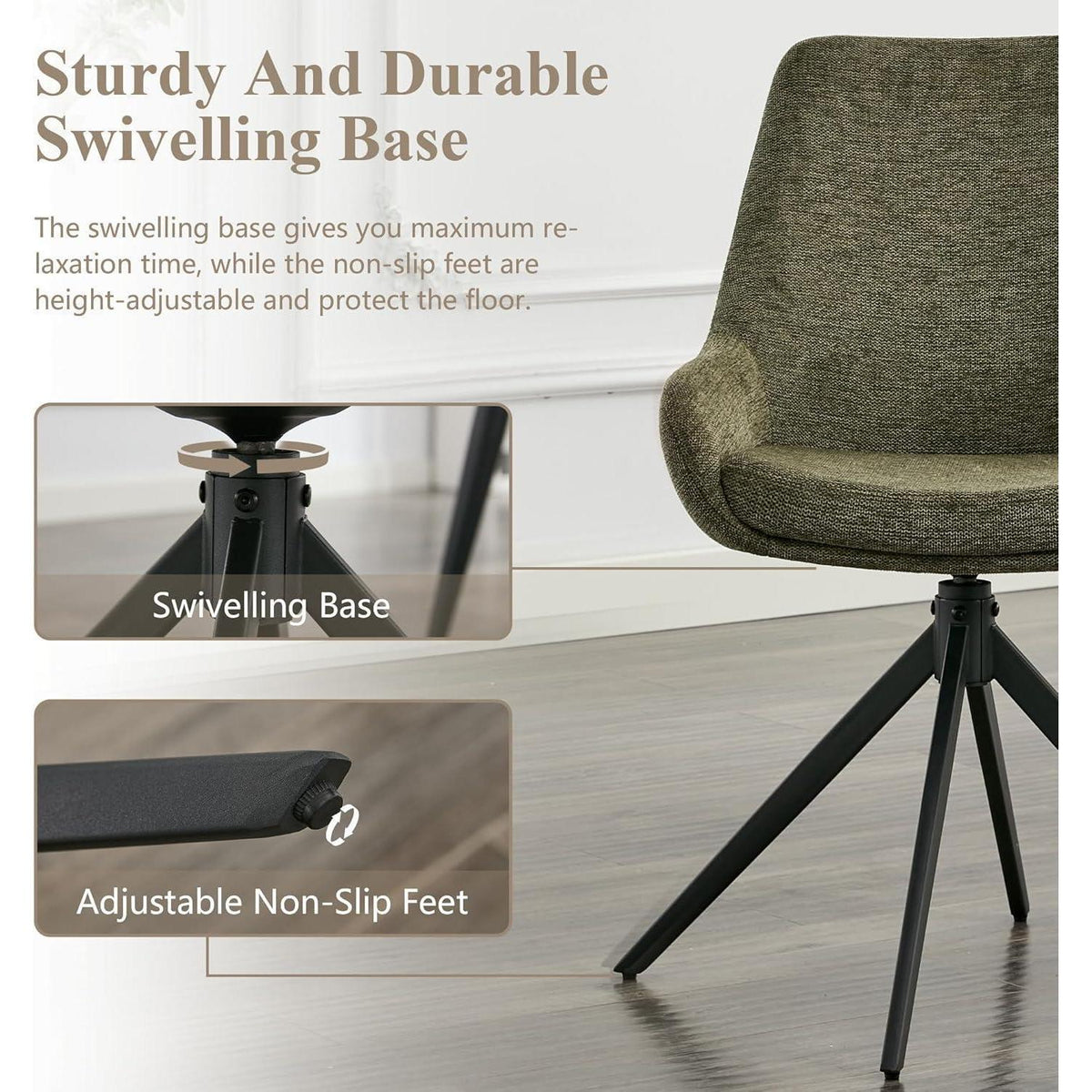 Moderner Esszimmerstuhl Set 4er – Drehbar, Grün