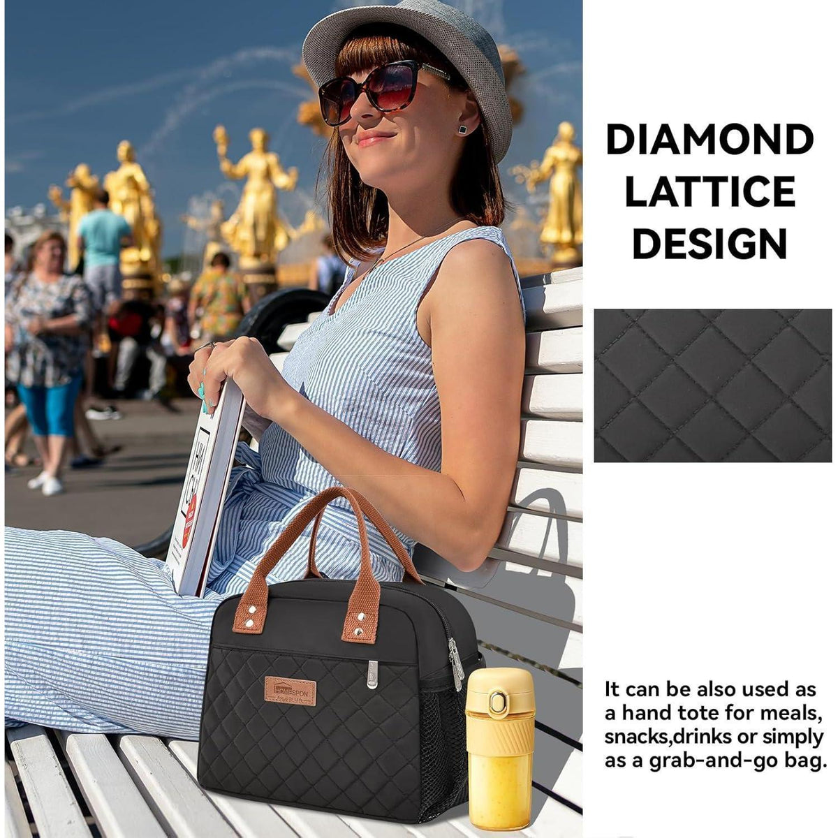 Lunchtasche isoliert für Damen & Herren – Lunchbag Kühltasche Schwarz