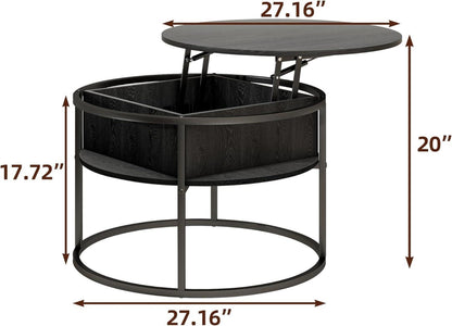 Modern Schwarz Couchtisch mit Stauraum höhenverstellbar