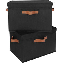 Aufbewahrungsboxen mit Deckel, 2er Set, faltbar, groß, schwarz
