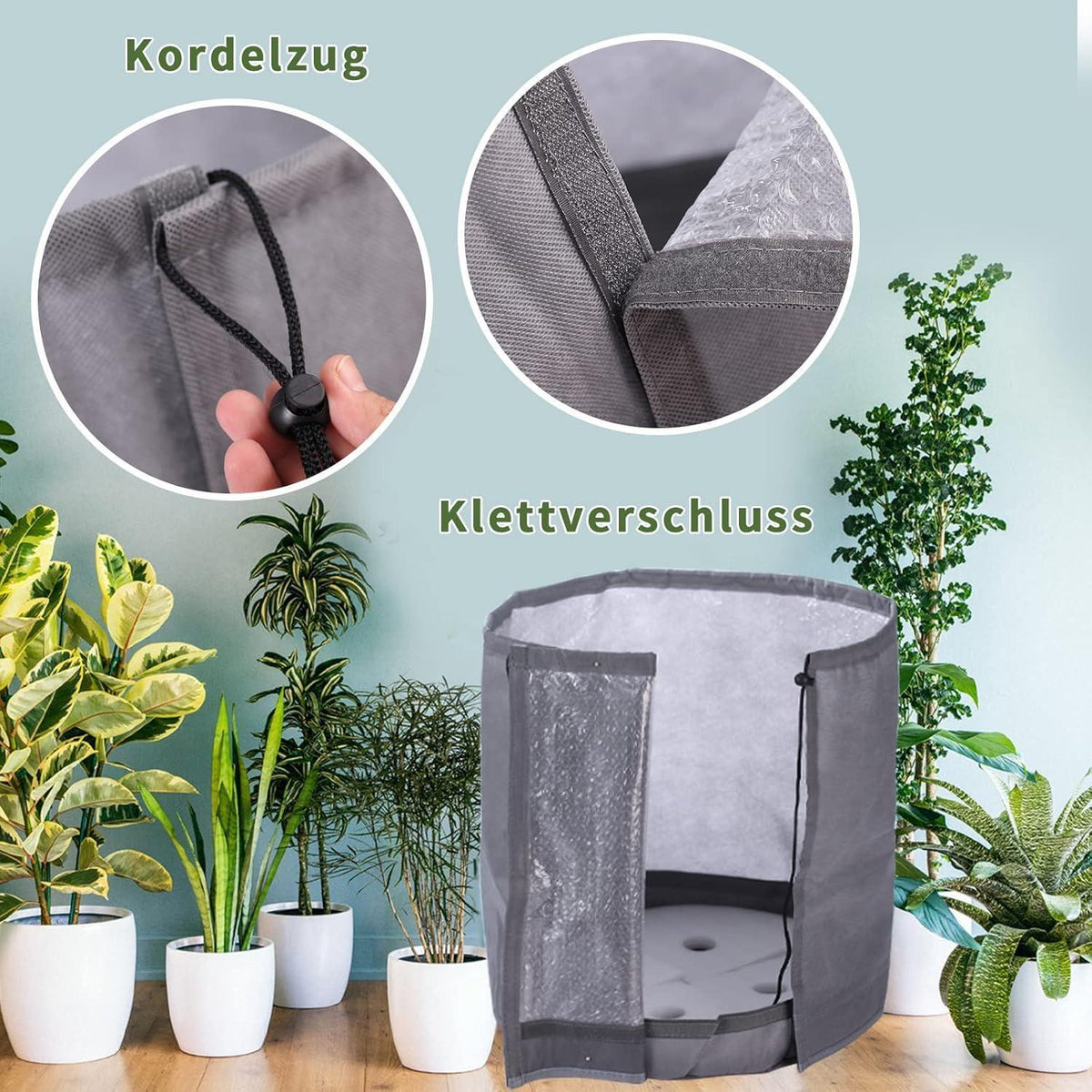 Doppelt isolierter Thermo Topfschutz für Pflanzen (2 Stück, Grau)
