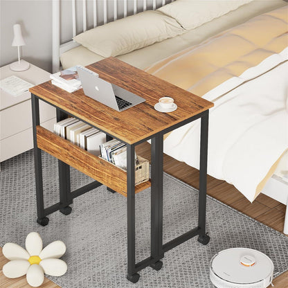 Klappschreibtisch mit Rollen und Ablage, Walnuss, 80 cm