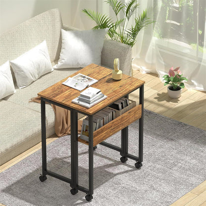 Klappschreibtisch mit Rollen und Ablage, Walnuss, 80 cm