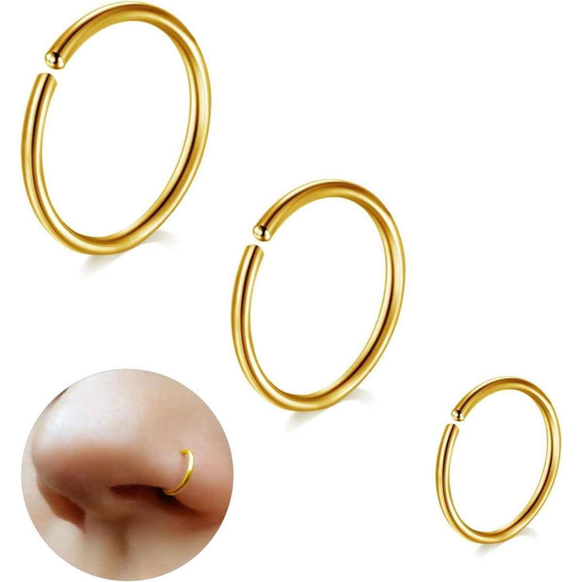 G23 Titan Nasenring Set 3 Stück 20G Knorpel Helix Septum Schmuck