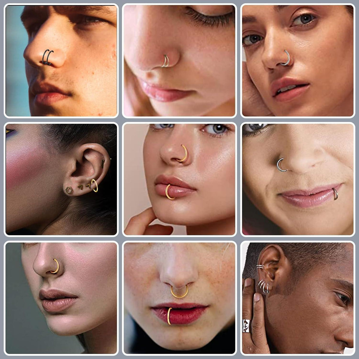 G23 Titan Nasenring Set 3 Stück 18G/20G Knorpel Helix Septum Schmuck