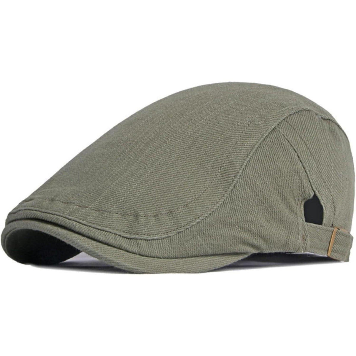 Baumwoll Flatcap Herren Sommer – Schiebermütze Newsboy Cap Armeegrün