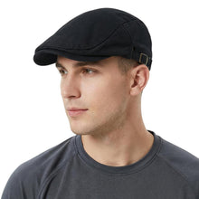 Baumwoll Flatcap Herren Sommer – Verstellbare Newsboy Cap Schwarz