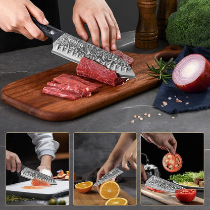Damast Küchenmesser Set 3-tlg. mit Wetzstahl & Geschenkverpackung