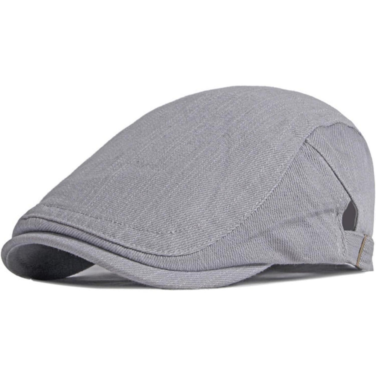 Baumwoll Flatcap Herren Sommer – Verstellbare Newsboy Cap Grau