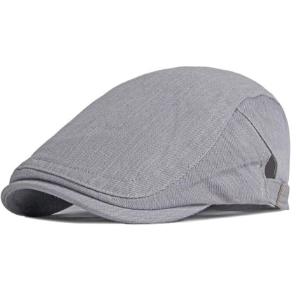 Baumwoll Flatcap Herren Sommer – Verstellbare Newsboy Cap Grau