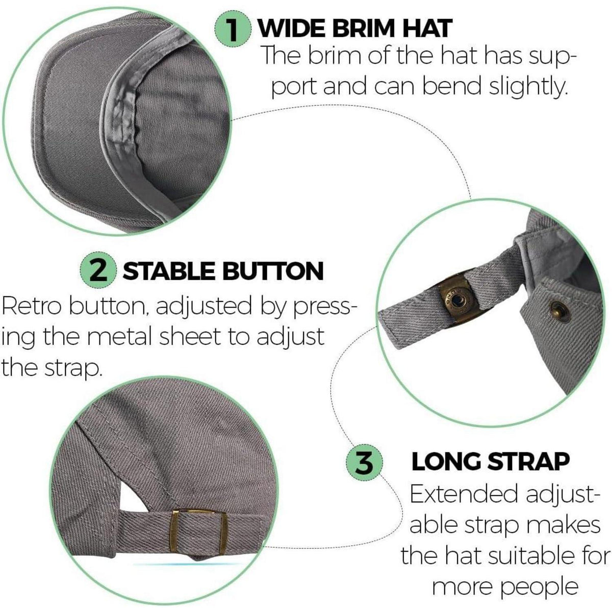 Baumwoll Flatcap Herren Sommer – Verstellbare Newsboy Cap Grau