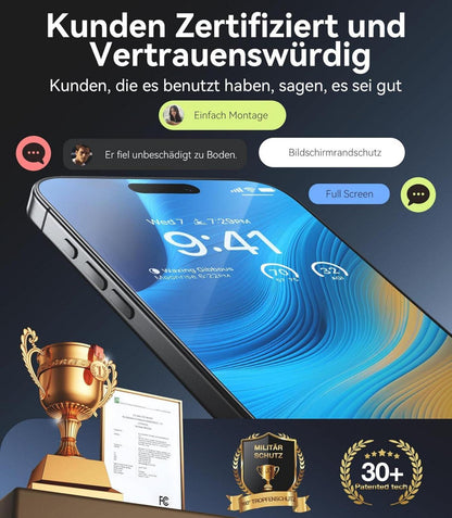 iPhone 16 Plus Schutzfolie Panzerglas 9H Bruchsicher
