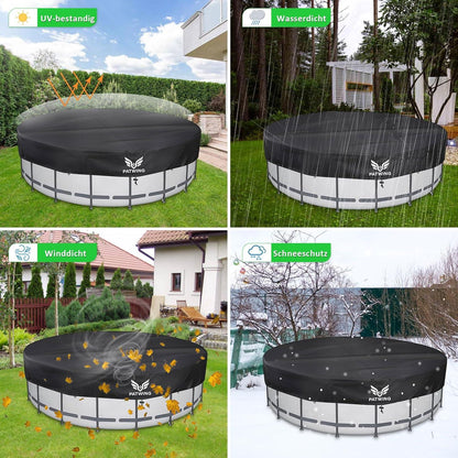 Poolabdeckung rund 420D 370x20cm für 360-520 cm