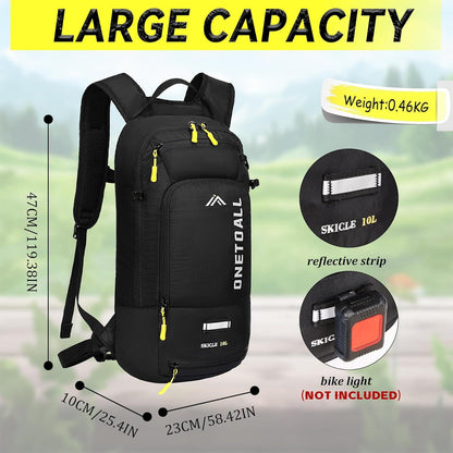 Fahrradrucksack klein 10L wasserdicht mit Helmnetz und Regenschutz
