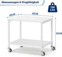Druckerständer Weiß 2-Stufiger Druckertisch Platzsparend