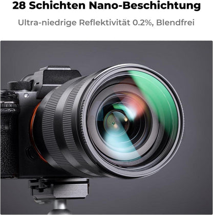 UV Filter 49mm mit Objektivdeckel, Reinigungstuch, HD, 28 Schichten