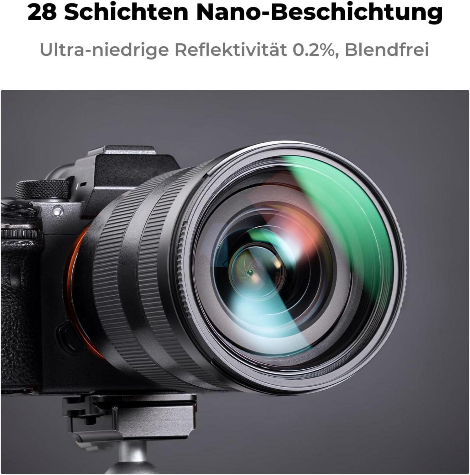 UV Filter 82mm mit Objektivdeckel, Reinigungstuch, HD, Schutzfilter