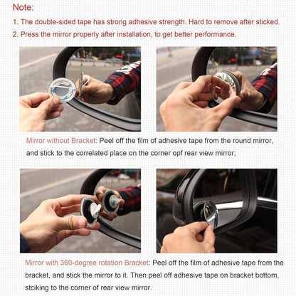 Echtglas Toterwinkelspiegel Auto 360° Rund