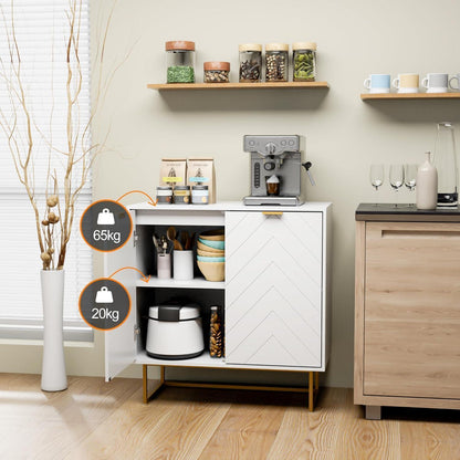 Weißes Sideboard 2er Set – 160x40x77,5cm, vielseitiger Aufbewahrungsschrank