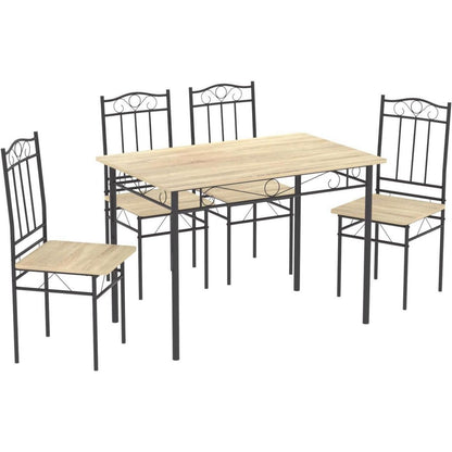 Esszimmer Set 4 Personen | Industrieller Esstisch mit Stühlen