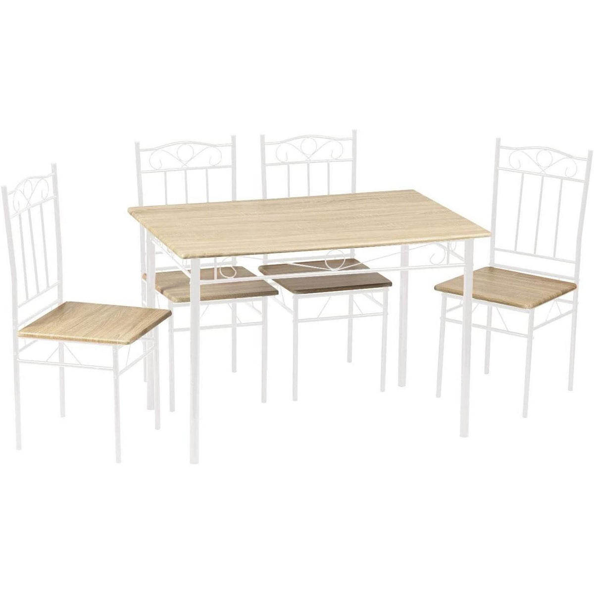 Esszimmer Set 4 Personen | Industrieller Esstisch mit Stühlen