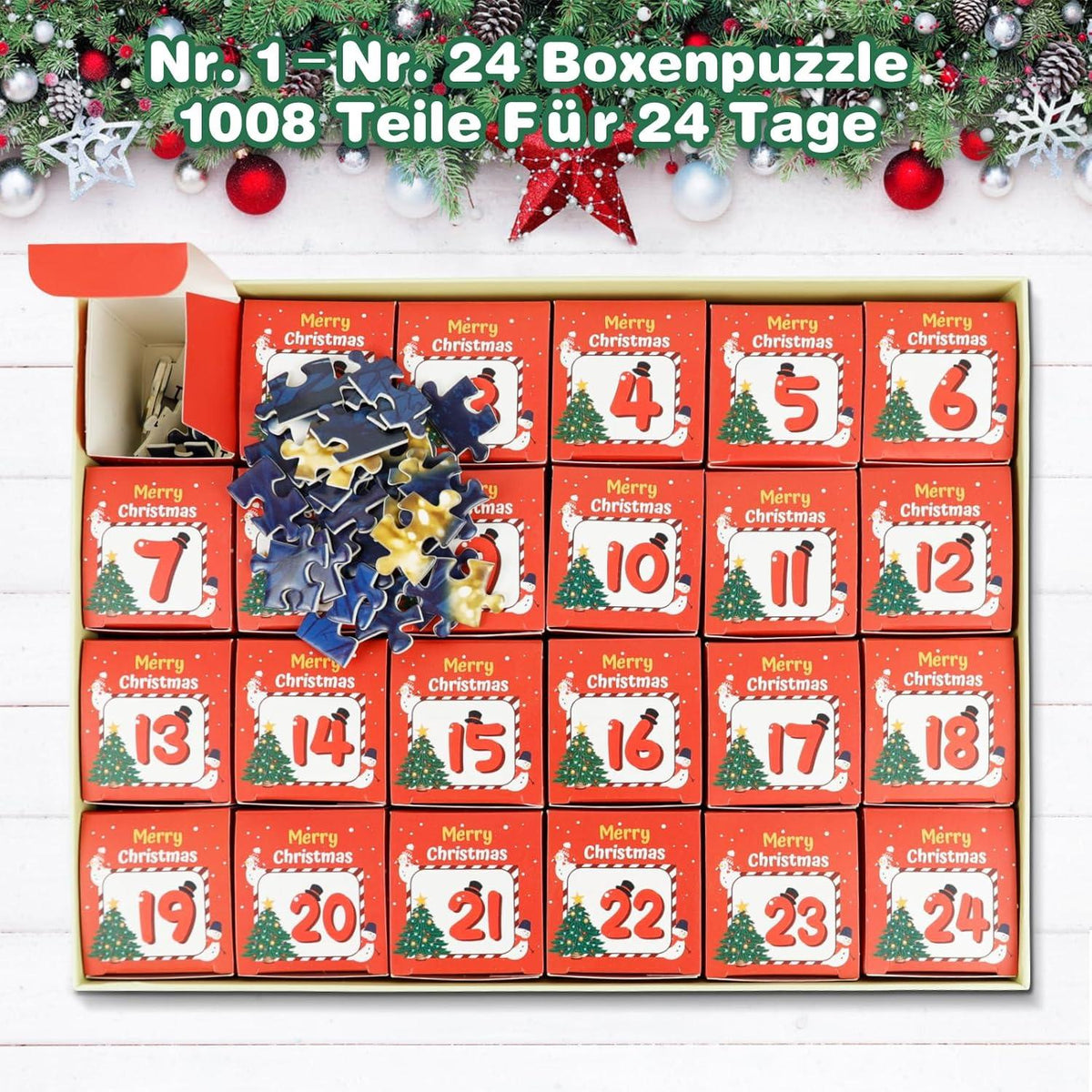 Adventskalender Puzzle 1008 Teile Weihnachts-Spielzeug für