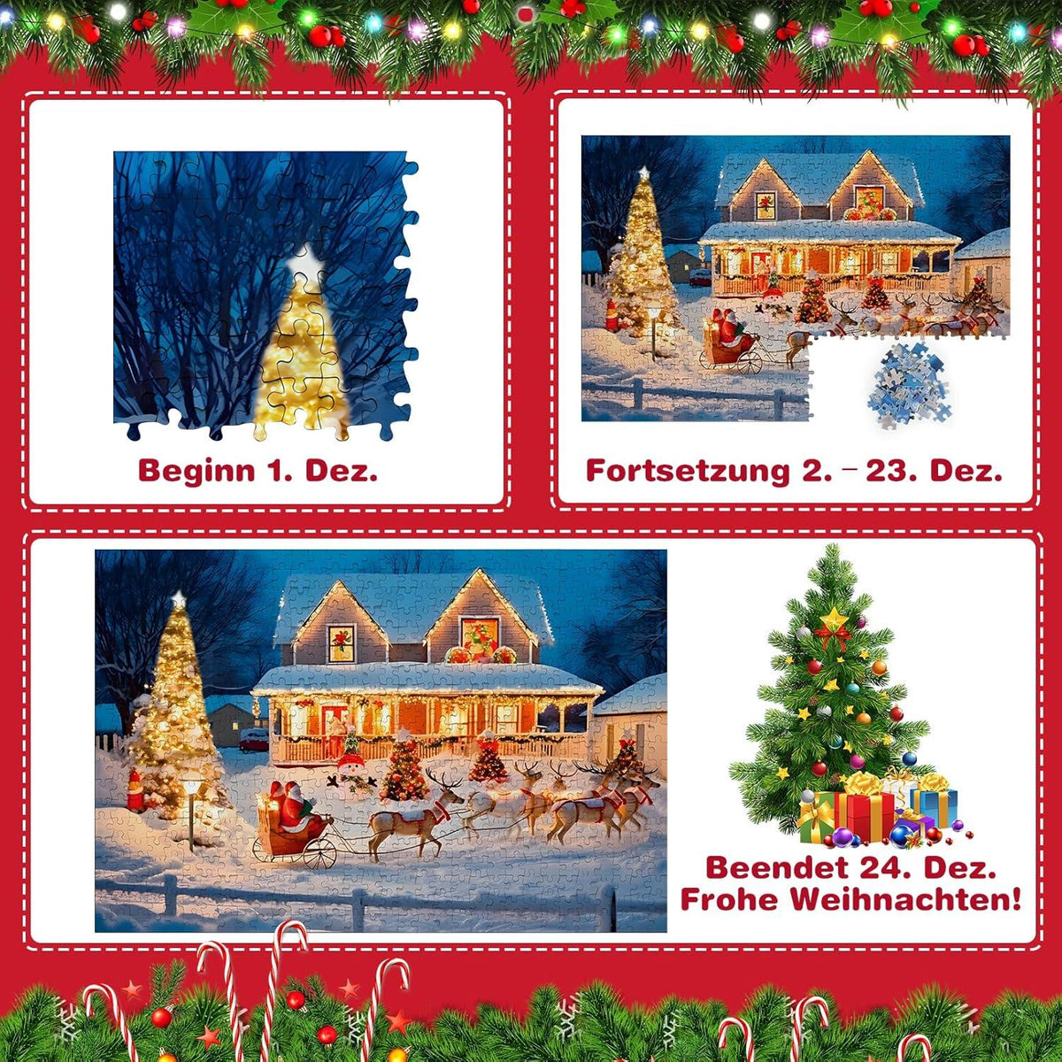Adventskalender Puzzle 1008 Teile Weihnachtsboxen-Spielzeug