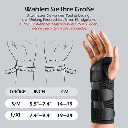 Handgelenkschiene mit 3 Schienen für Karpaltunnelsyndrom L/XL